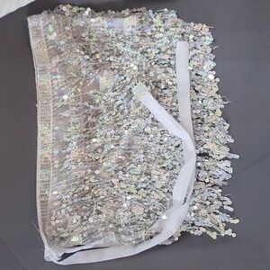 Glittering tye up mini skirt